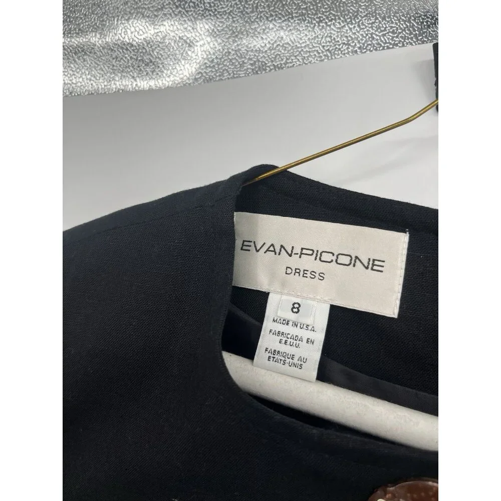 Evan Picone Black‎ Size 8 Dress with Wooden Animal Buttons